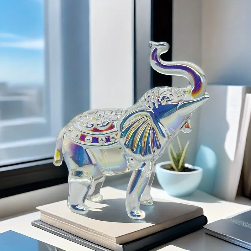 crystal transparent elephant decoration, crystal statue crafts, for bookshelf style home living room office cabinet decoration