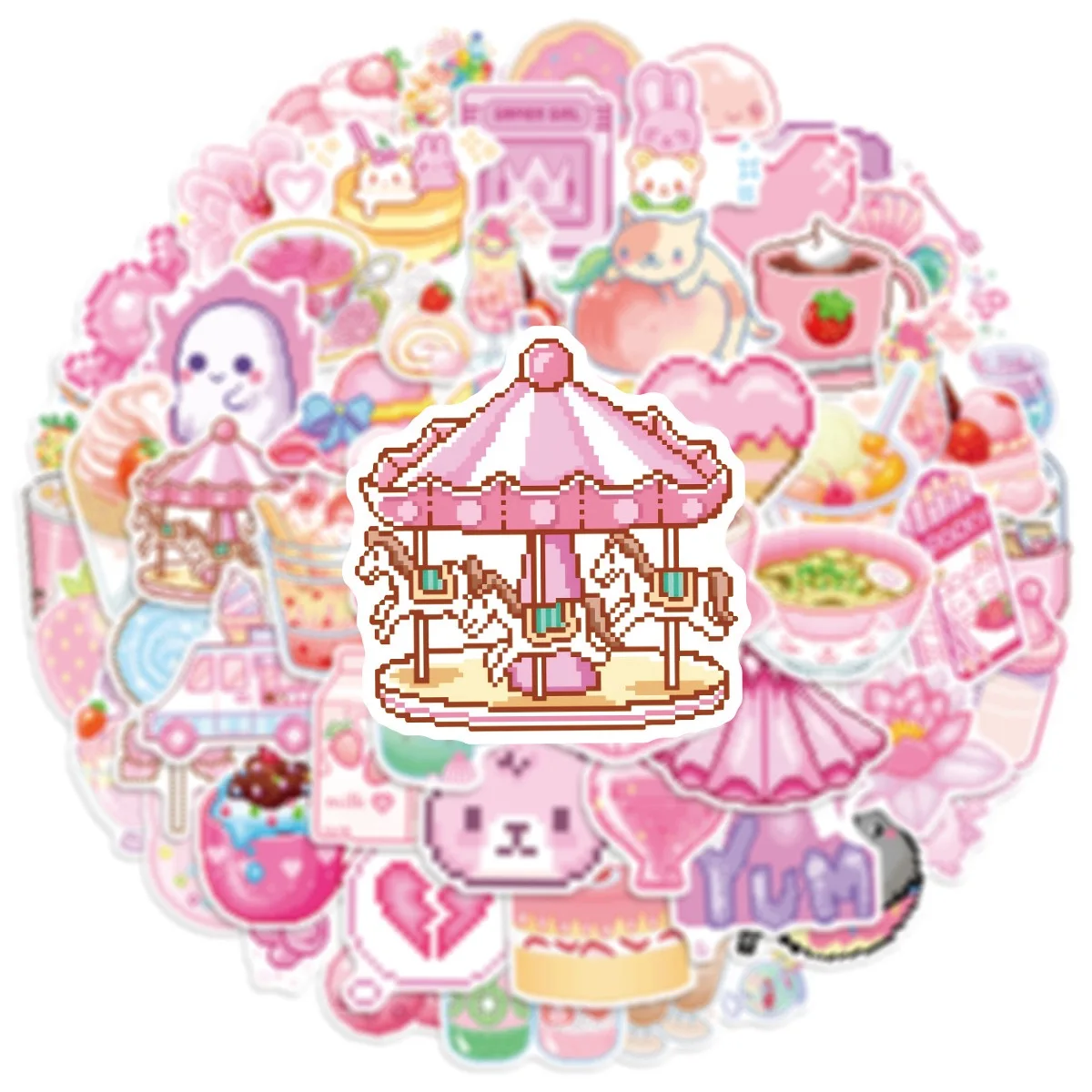 

10/50PCS INS Style Cute Pink Pixel Cartoon Stickers Graffiti Decals DIY Diary Notebook Phone Fridge Skateboard Sticker Kid Toys