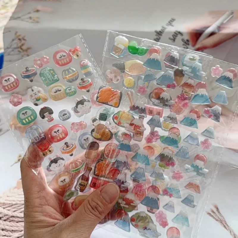 

Japanese Style Sushi Sticker Cute Cartoon 3D Embossed Stickers Food Sticker Handmade Diy Scrapbook Phone Case Gift for Friend