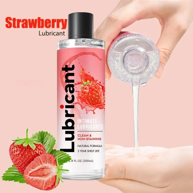 Juguete sexual de sabor a fruta para hombres y mujeres, lubricante a base de agua, aceite sexual de arándanos, fresas, melocotón, Gel Anal Vaginal, Adultos 18, 200ml