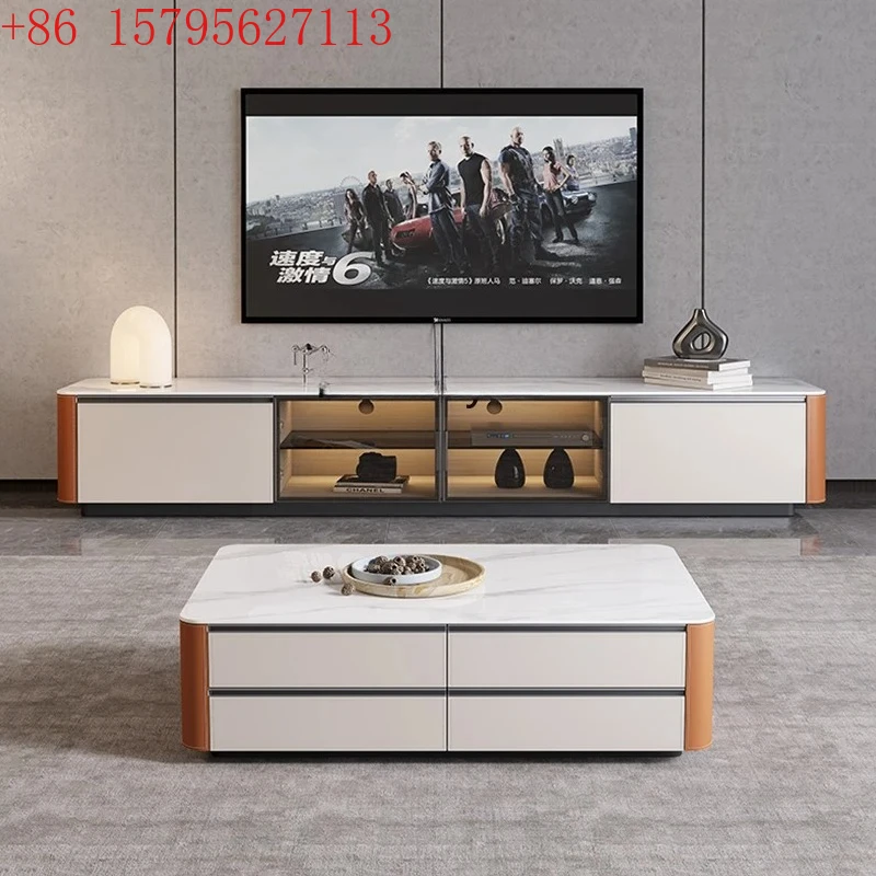

Минималистичный седельный кожаный шкаф для телевизора, журнальный столик, бытовой шкаф со стеклянной дверью для гостиной, высококачественный напольный шкаф из цельного дерева