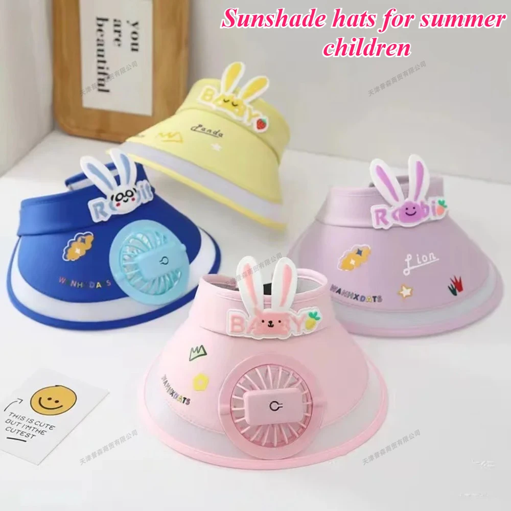 

USB Rechargeable Sun Hat with Built-in Fan Children's Summer Adjustable Fan Cap Sunscreen Hat Kids Outdoor Sunshade Accessories