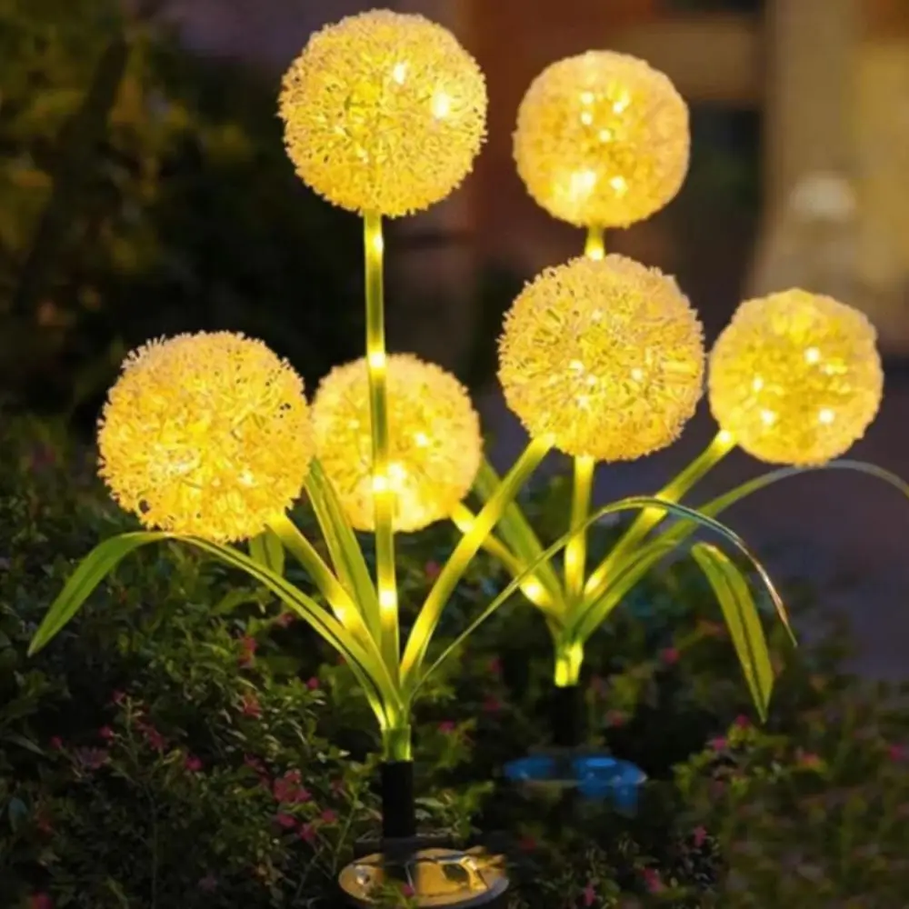 Solar-Powered Solar LED Garden Light Battery-Operated 3 Head or 1 Head Onion Head Light Colorful Heads Warm Heads