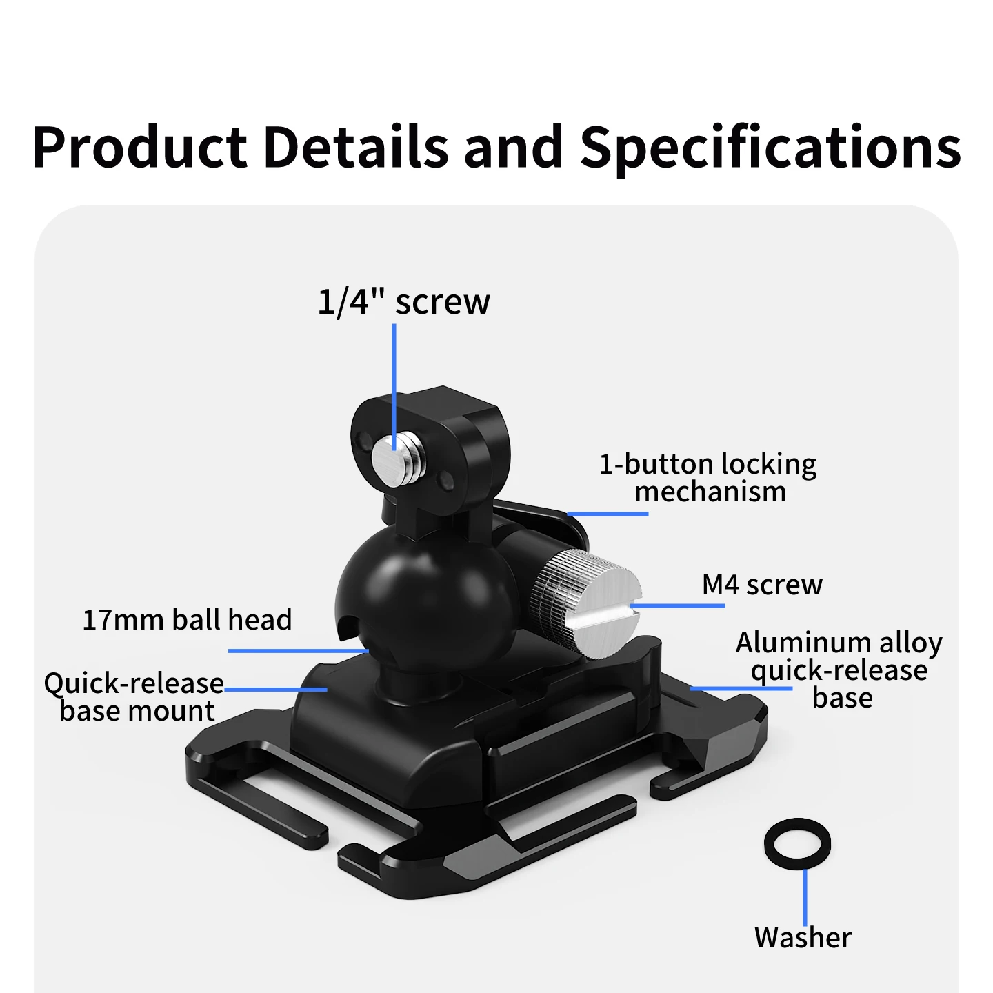 Taktische Weste MOLLE Kamerahalterung für Outdoor POV Aluminium-Basis 360° Kugelkopf Stativadapter für GoPro 13 DJI OSMO Pocket 4 – Detail 4
