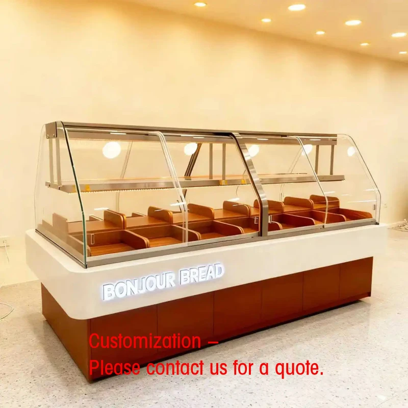 custom.Commercial Refrigerated Bakery Display LED Lighting Glass Back Heavy Duty Features Customizable Size fo