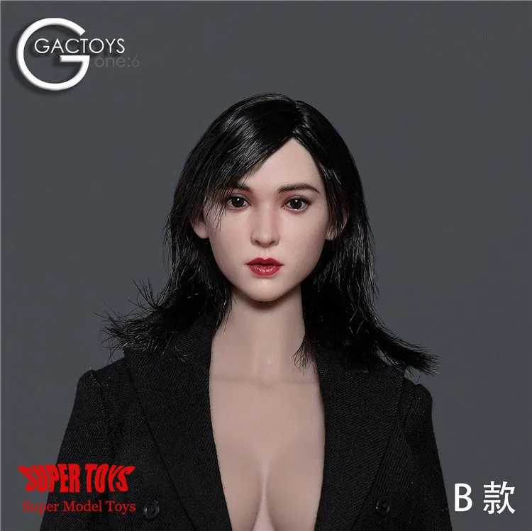 GACTOYS-Sculpture de tête de femme beauté asiatique, mise en œuvre avec des cheveux plantés, figurine d'action de soldat féminin, GC04snap/ B/C/D, échelle 1/6, convient à 12 en effet