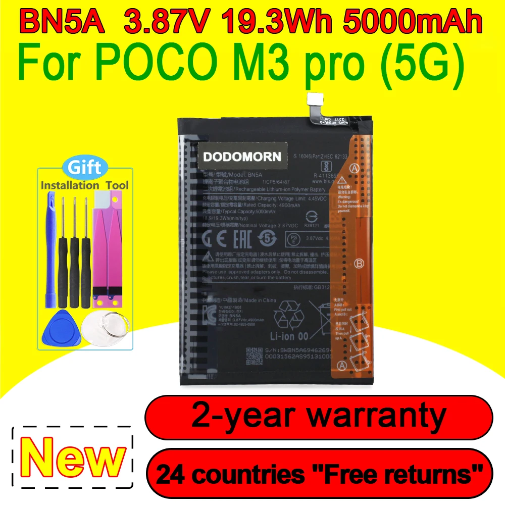 100% NEW BN5A High Quality Battery 4900mAh For Xiaomi POCO Mi3 Mi 3 Pro Smartphone/Smart Mobile Phone In Stock With Free Tools