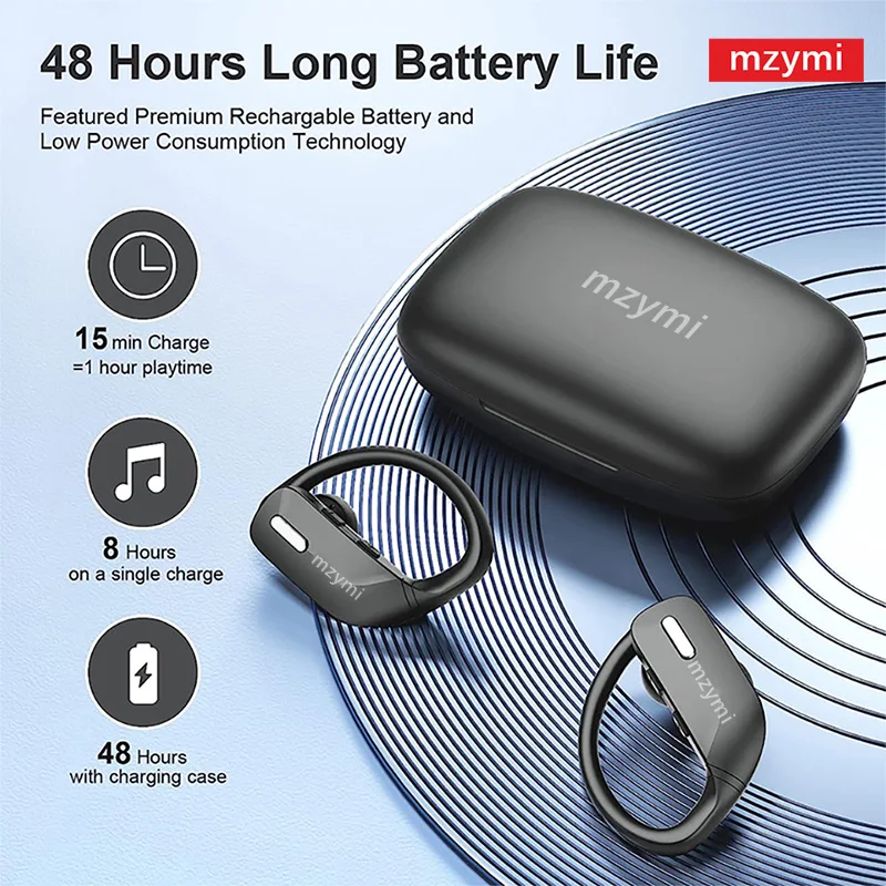 mzymi T17 48 Hours Play Headset Wireless Earphone TWS EarHook Bluetooth LED Display Headphone Sport Waterproof Earbud For XIAOMI