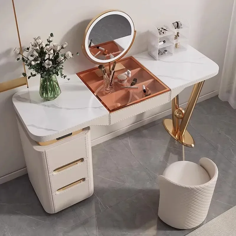Bedroom Makeup Vanity Table Mirror Desk Chair White Dressing Table Cabinet Luxury Bedside Modern Home Furniture