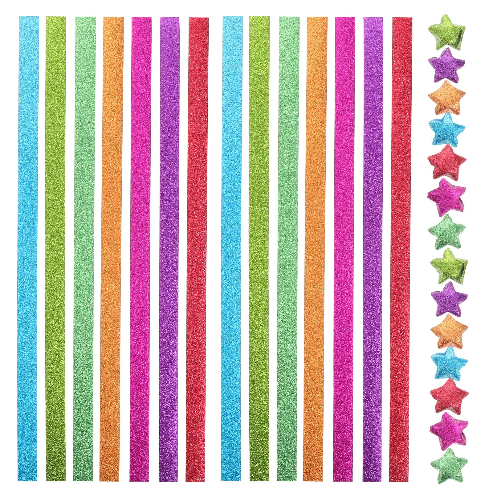 1Set Lucky Star Folding Paper Strips Glitter Origami Kit Vibrant Sparkly Craft Paper for DIY Decorations Creative Gifts All Ages