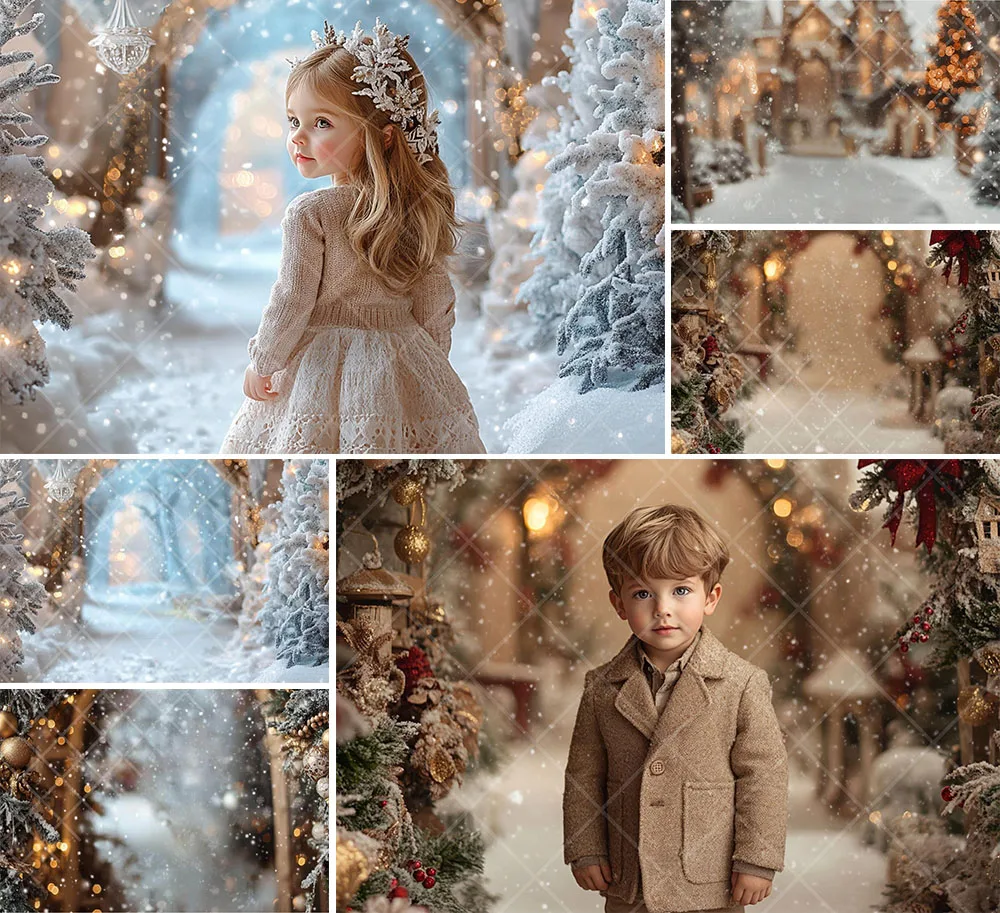 Mehofond Photography Background Winter Wonderland Christmas Blurred Snowy Xmas Kids Family Portrait Decor Backdrop Photo Studio