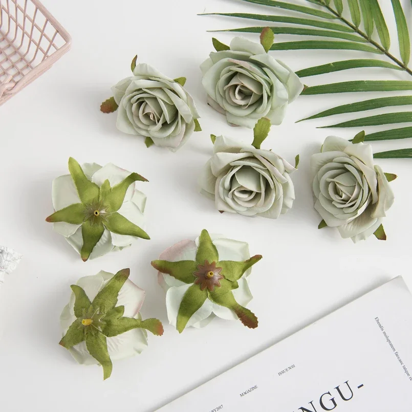 100 قطعة الزهور الاصطناعية رخيصة اكاليل عيد الميلاد حفل زفاف ديكور المنزل Diy بها بنفسك الهدايا صندوق سكرابوكينغ وهمية الحرير الورود رئيس #6