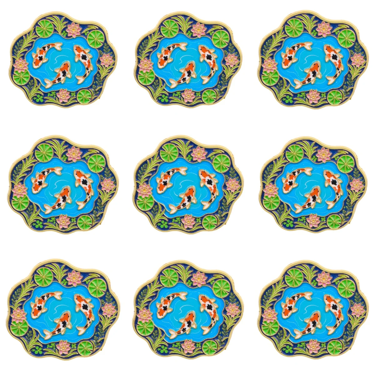 Good Floral & Wedding Decor Supply Photos - 9pcs Koi Fish Lotus Enamel Pin