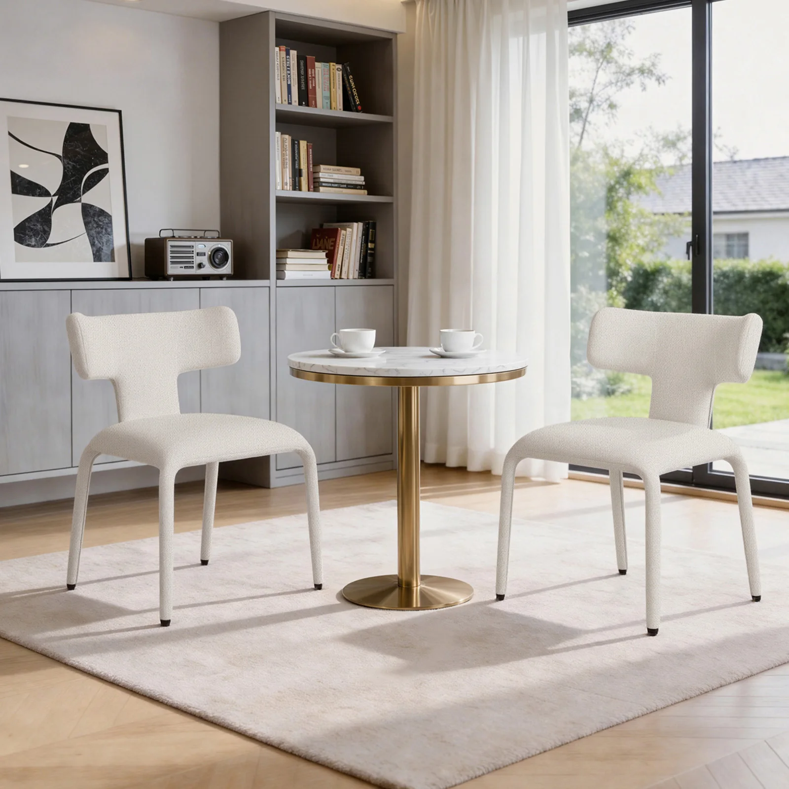WOLTU 2 Stück/Set ergonomische Esszimmerstühle, Kunstleder/Leinen, Küchenstühle, Metallrahmen, Rückenlehne für Wohnzimmer, Schlafzimmer, Restaurant – Detail 13