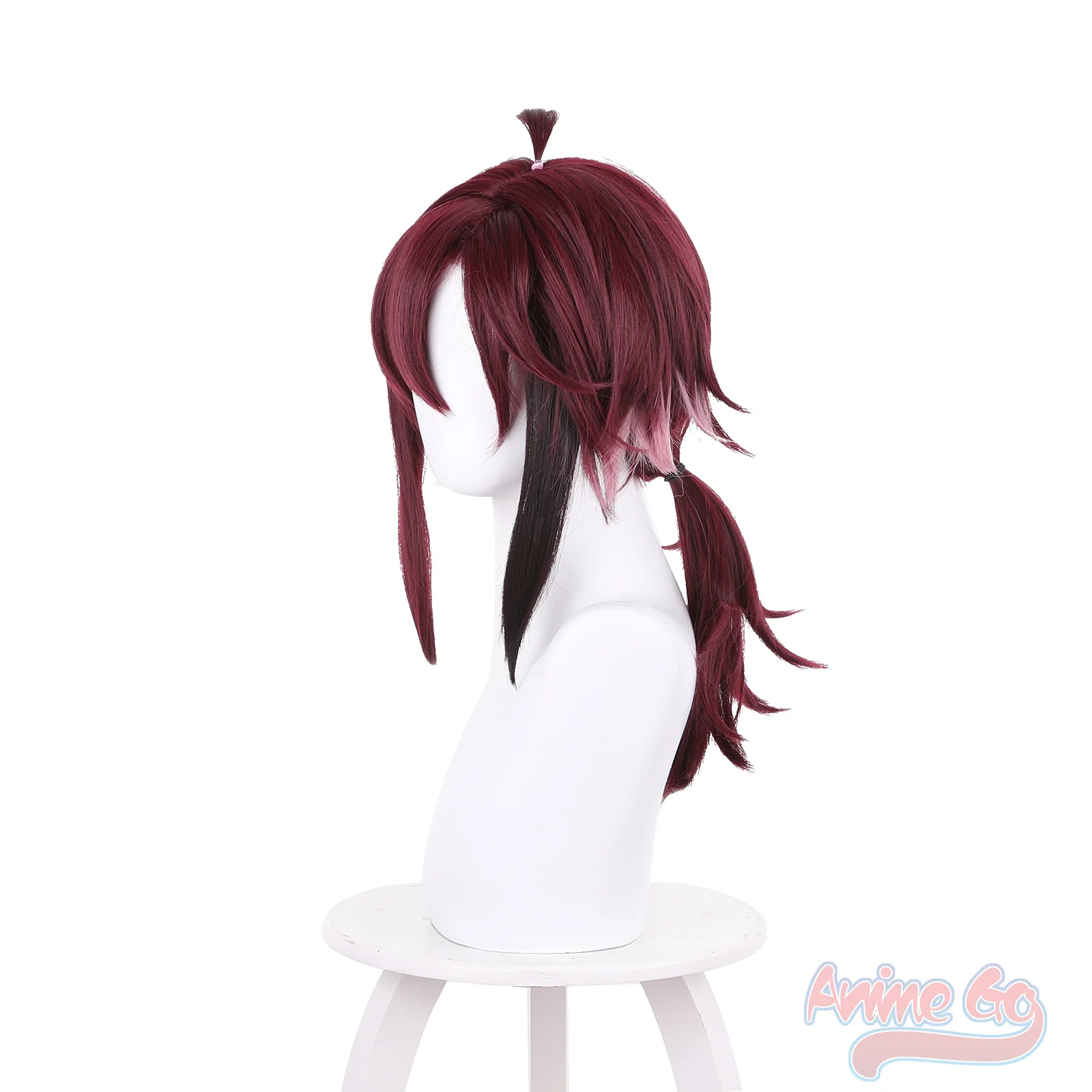 Genshin Impact Inazuma City Shikanoin Heizou Burgundy Gradient Pink Little Ponytail Cosplay Wig C07015