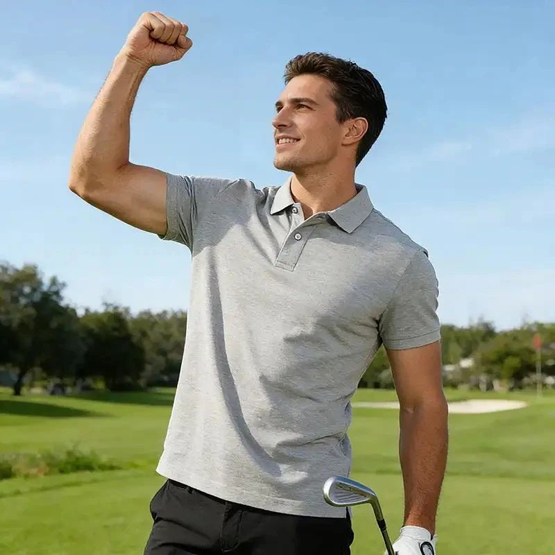 

Классическая мужская рубашка-поло, немнущаяся и быстросохнущая, с короткими рукавами, мягкая и легкая, для офиса, улицы и повседневной носки