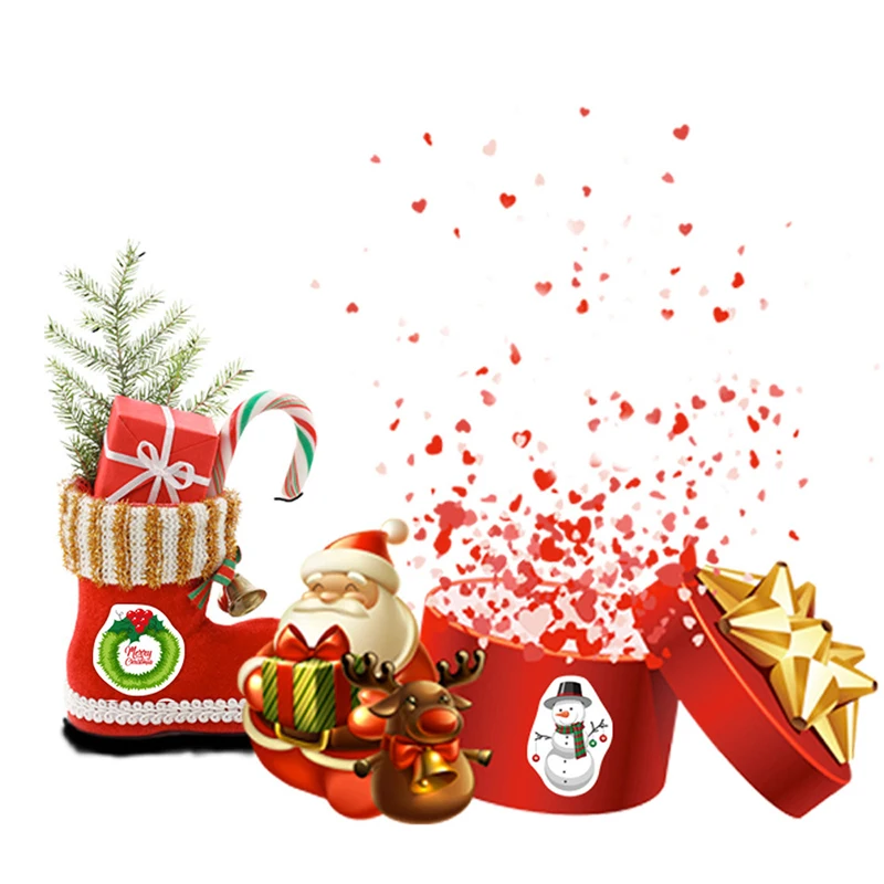 500Pcs/Roll Merry Christmas Stickers Christmas Theme Seal Labels Stickers For DIY Gift Baking Package Envelope Decor Labels
