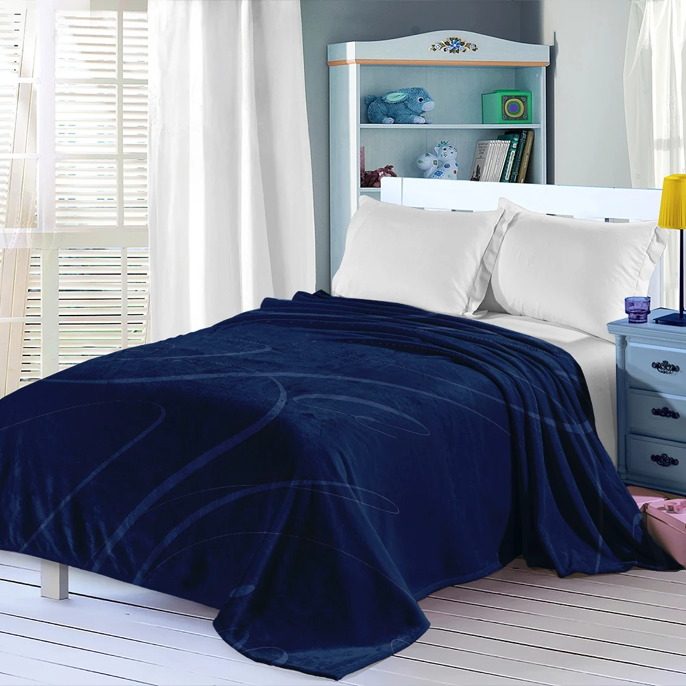 Dark Blue Cursive Text Cozy Flannel Fleece Blanket Lightweight Plush Throw Blanket for Sofa Bed Travel Camping Warm Blanket