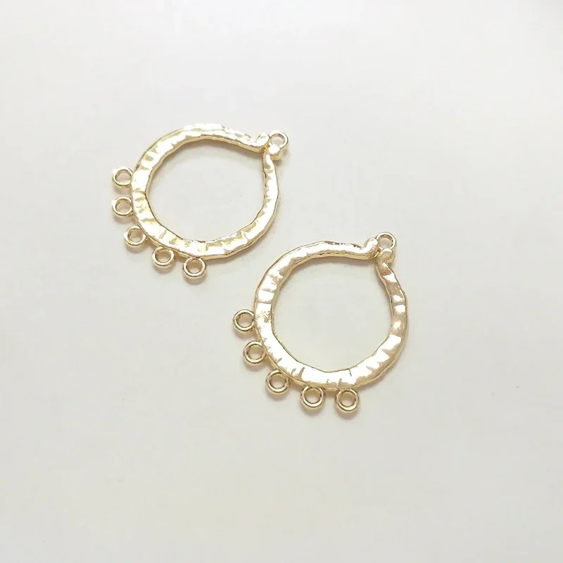 New 32MM Round Porous Linker 10pcs/lot Retro Hollow Out Gold Zinc Alloy Tassel Loop for DIY Necklace Connectors Charms Findings