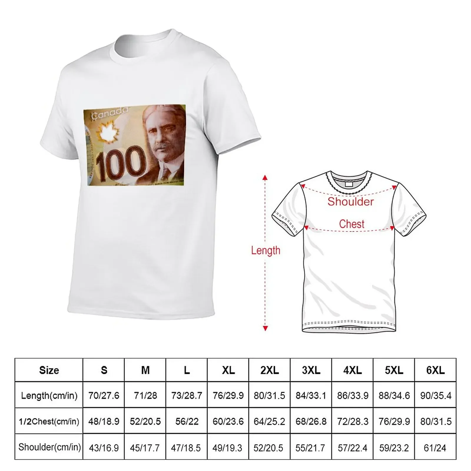 Canadian 100 Dollar Currency Money Banknote T-Shirt shirts graphic tees vintage clothes summer tops plain black t shirts men