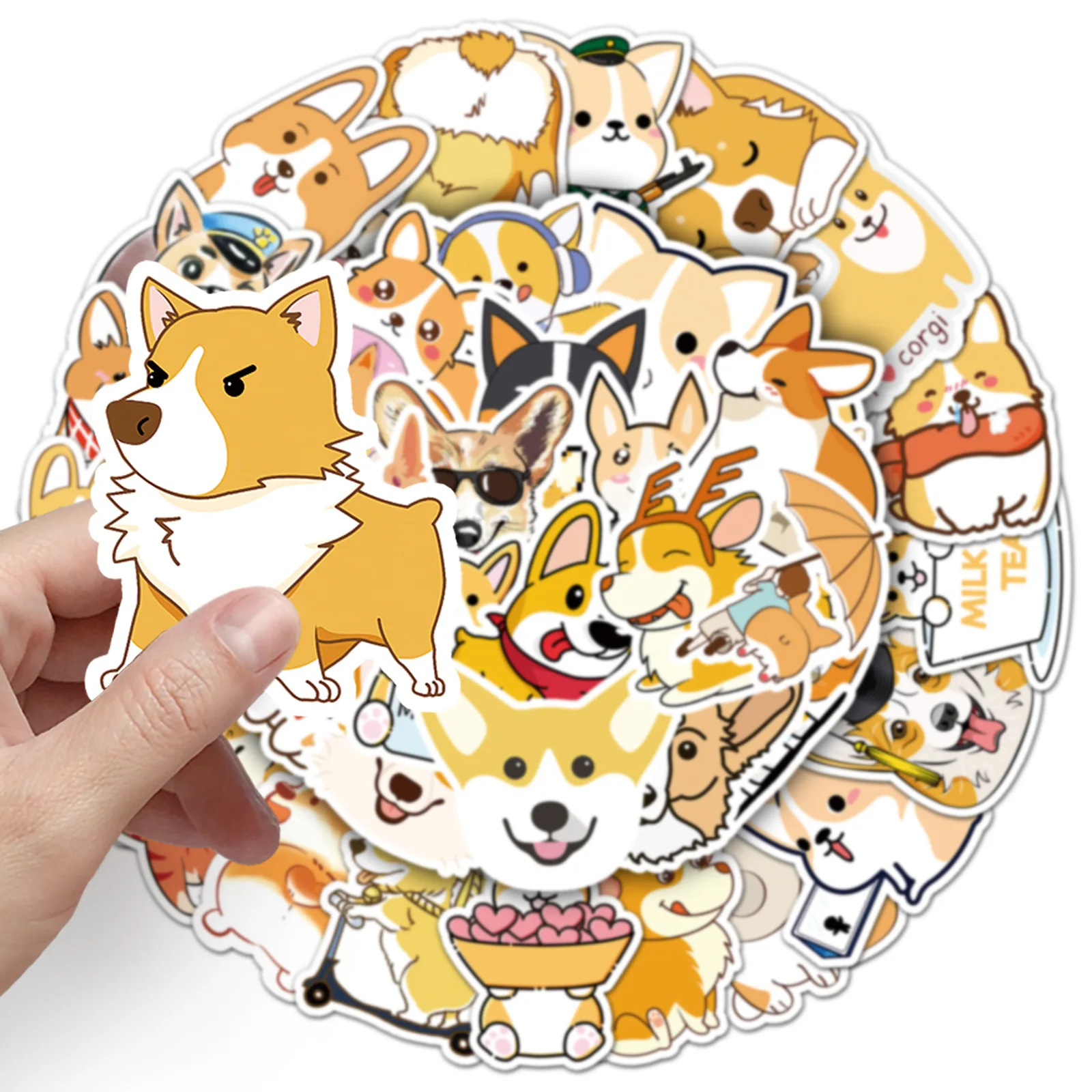 

10/50PCS Cute Corgi Pet Dog Graffiti Sticker Kawaii Cartoon Animal Decal PVC DIY Luggage Phone Cup Skateboard Guitar Kid Toys
