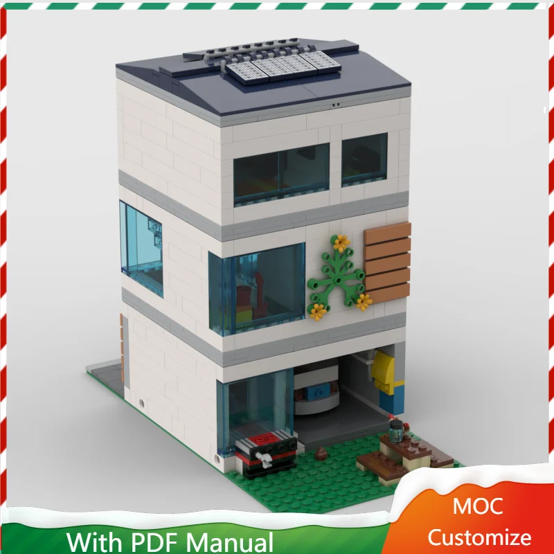 

605 PCS Hot Selling MOC Modern Family House Modular Architecture Model Building DIY Set Blocks Bricks Assembly Toy Holiday Gifts