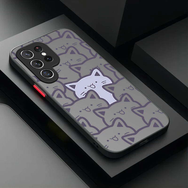 حافظة جميلة على شكل قطة جرافيتي لهاتف سامسونج جالاكسي S25 Ultra S24 S23 Plus S22 S21 FE A04S A56 A36 A26 A16 A06 A55 A35 A25 A15 5G Funda #6