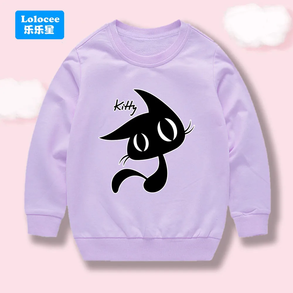 Baby Mädchen Nette Schwarze Katze Drucken Sweatshirt Lose Langarm Frühling Tops Mode Cartoon Kitty Kinder Crewneck Pullover MHM1