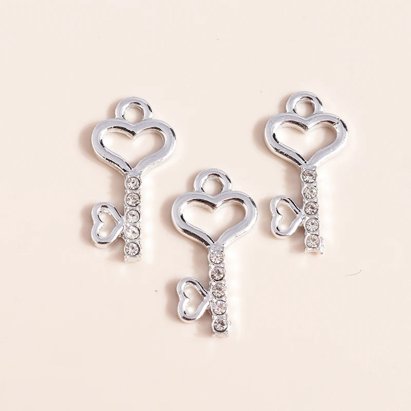 20 Stück 12x23mm Niedliche Kristall-Legierungs-Schlüsselanhänger für Schmuckherstellung, Halsketten, Ohrringe, Armbänder, DIY-Bastelzubehör ﻿ – Detail 4