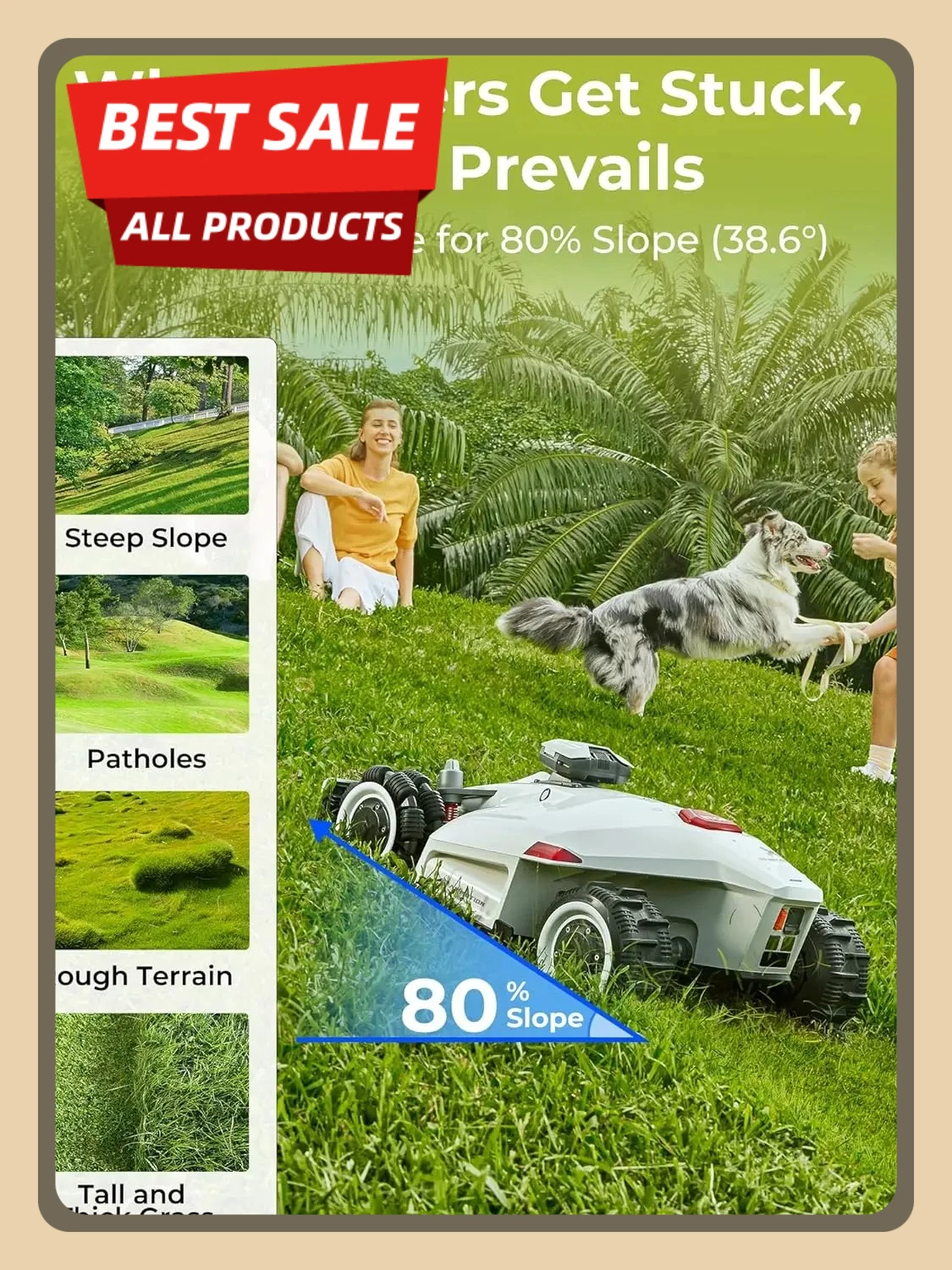 

LUBA 2 AWD 5000 Robot Lawnmower, Perimeter Wire Free Robotic Lawn Mower for 1.25 Acres Lawn 80% Slope, Cut Height 1.0"-2.7"