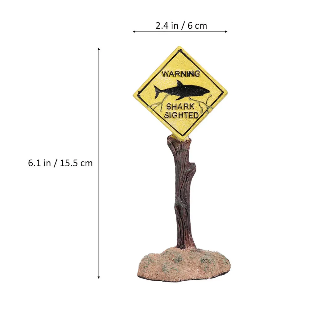 2Pcs Resin Warning Sign Miniature Ornaments Realistic Resin Decoration Garden Desktop Adornment for Micro Landscape Decor