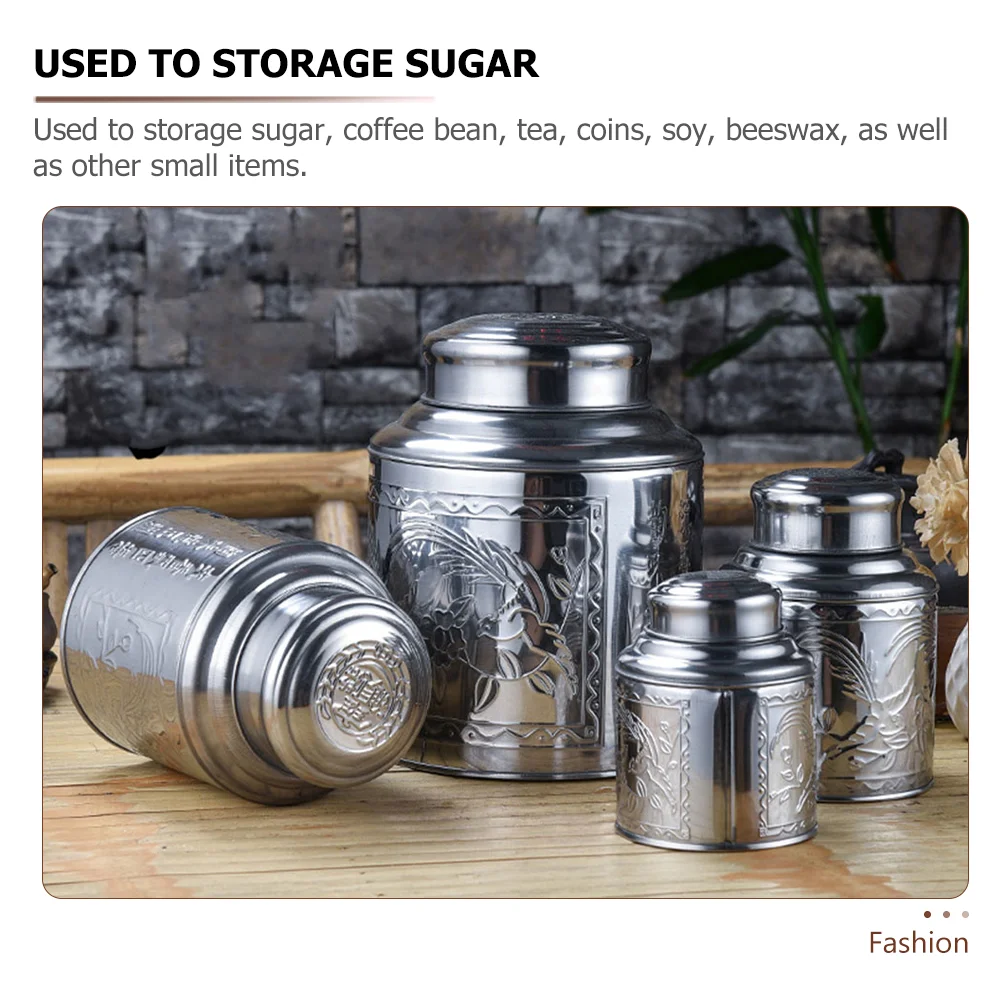 Tea Canister Storage Tin Jar Coffee Container Sugarmetal Loose Steel Containers Stainless Leaf Kitchen Canlid Sealed Airtight