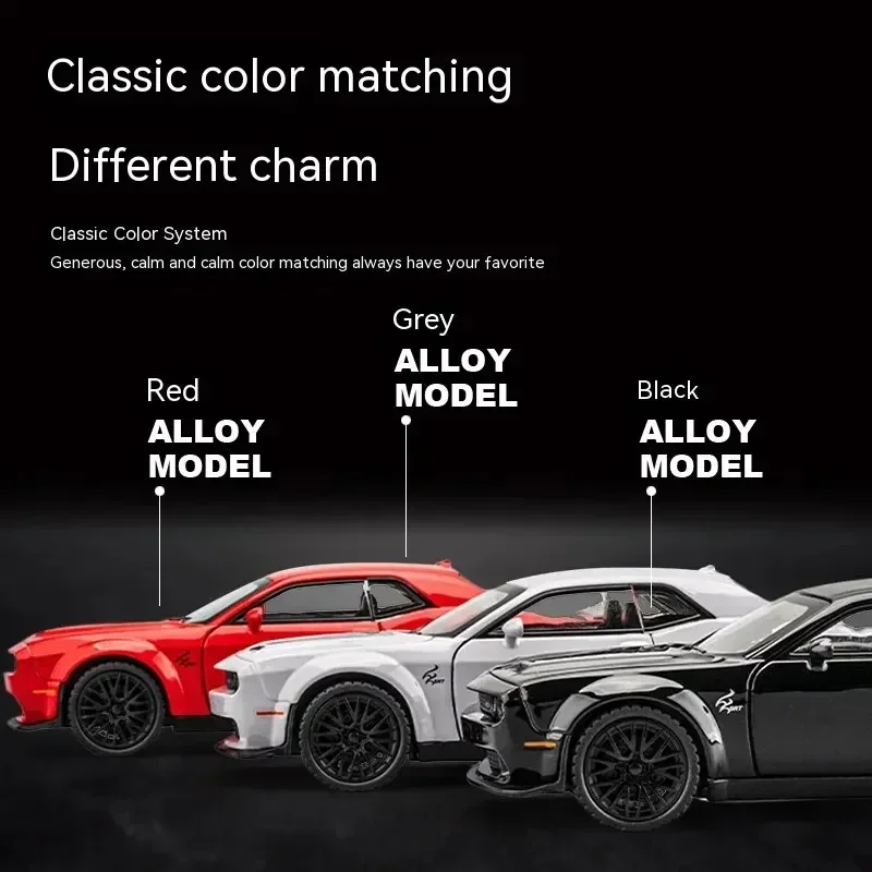 Dodge Challenger Hellcat Toy Car for 1: 32 Scale Die Cast Metel Cars Toy Pull Back Hellcat Model Cars with Sound and Light Hellc