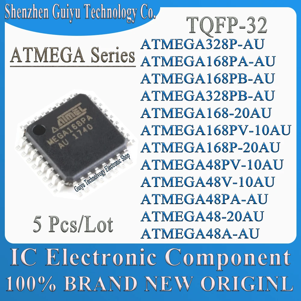 

5 Pcs/Lot ATMEGA328P-AU ATMEGA168PA-AU ATMEGA168PB-AU ATMEGA328PB-AU ATMEGA168-20AU ATMEGA ATMEGA168 ATMEGA48 TQFP-32 IC Chip