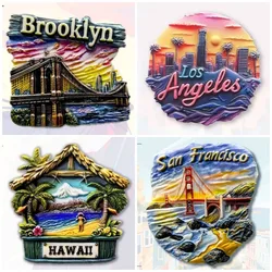 America Refrigerator Stickers New York Souvenirs Haiwaii Los Angeles San Francisco Brooklyn Fridge Magnets Gifts