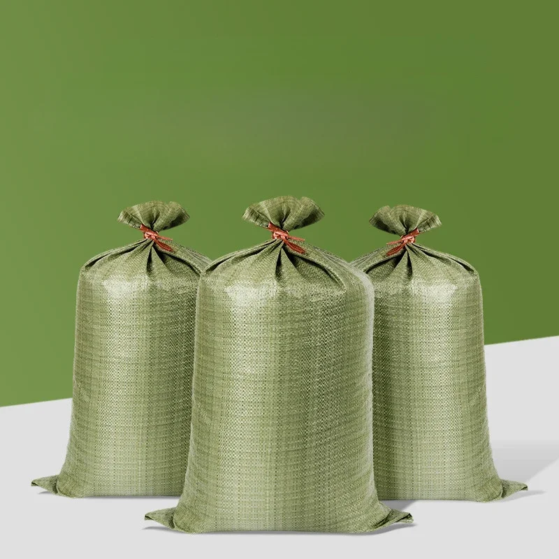 5PCS Green Woven Bag Moving Logistics Packing Bag Construction Garbage Snake Leather Sack Big Polypropylene Sand Bags