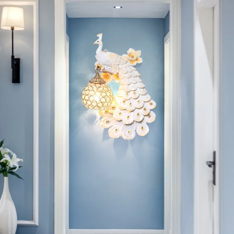 DurableWall Lamp Creative Living Room Nordic Background Wall Aisle Staircase Peacock Wall Lamp Simple Modern Bedroom Bedside Lam