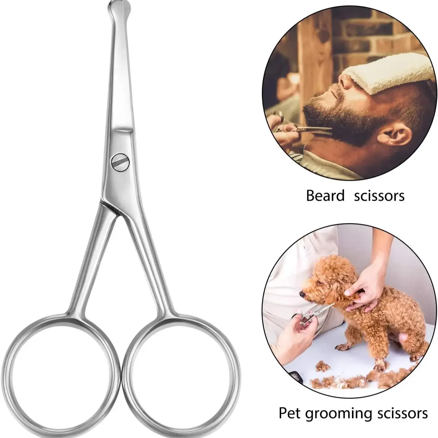 1pc Premium Stainless Steel Small Scissors Multi-Purpose Round Head Design for Nose Hair, Eyebrows, and Beauty Grooming tools
