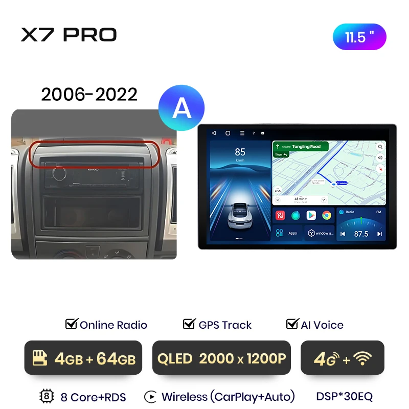 Junsun 13.1 inch QLED Android Draadloze CarPlay Auto Radio Voor Fiat Ducato Peugeot Boxer 2 Citroen Jumper 2 2006-2015