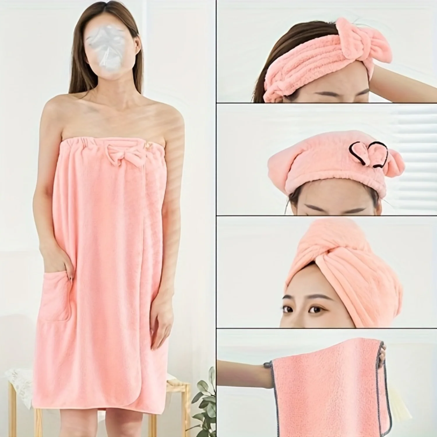 Bra style shower skirt for women and adults. Coral velvet absorbs water and is not easy to shed hair. It can be wrapped in a sho