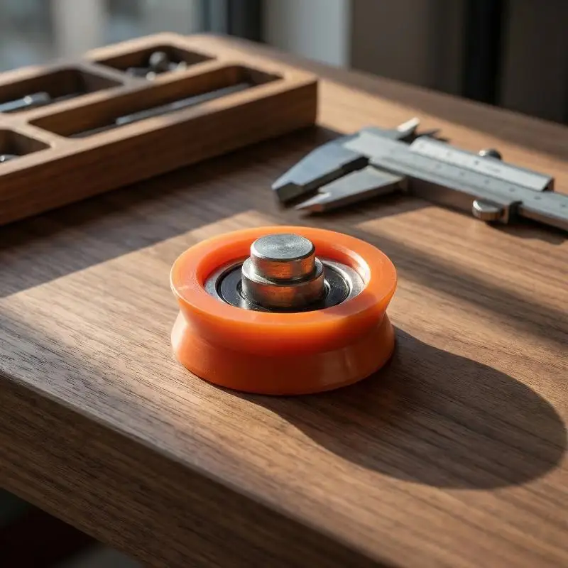 Orange V-groove Plastic Bearing With Shaft Door And Window Pulley POM Polyoxymethylene Nylon Roller Guide Wheel