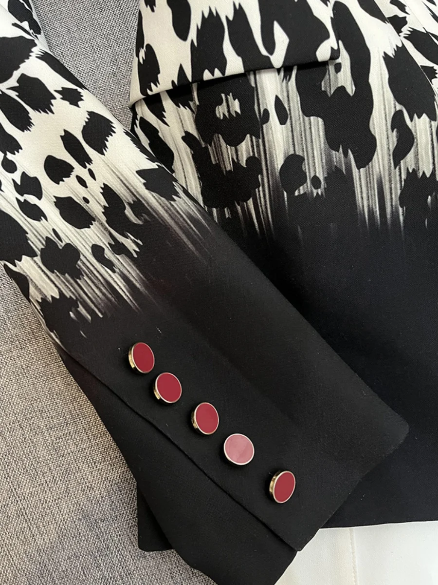 بدلة مثيرة على شكل حرف V مطبوعة بنقشة الفهد معطف Jaet للسيدات من Faionable Ele Sle معطف طويل Sve للتنقل من الأصل الصيني #3