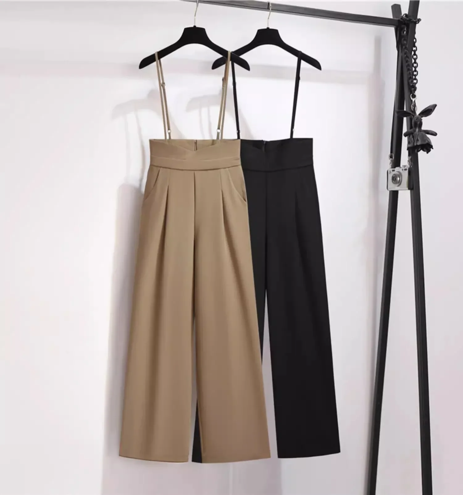 

Модные костюмы на бретелях, брюки, женские летние осенние офисные женские свободные длинные брюки с высокой талией, Pantalon Femme