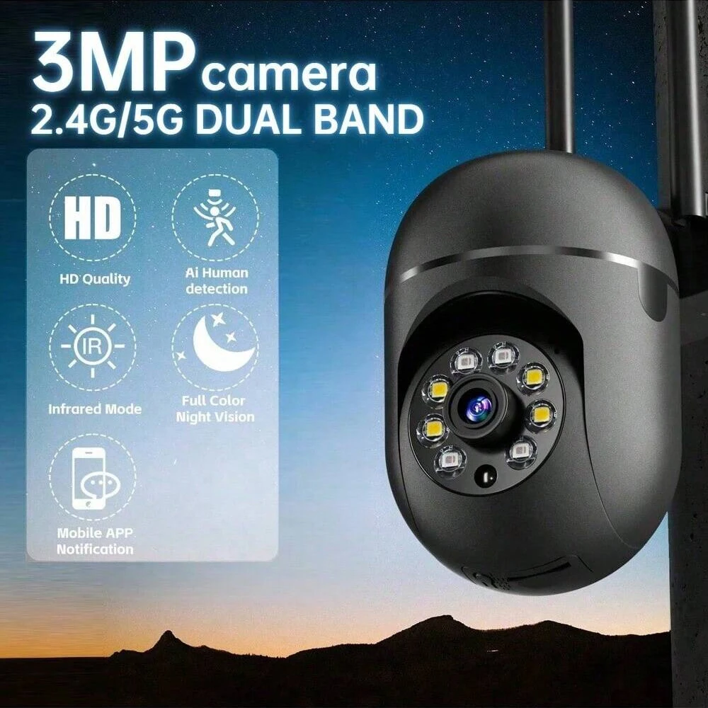 3MP 2.4G/5G Dual Band Wifi IP Camera Smart Home Video Surveillance System Support Two Way Audio Motion Detection Alarm