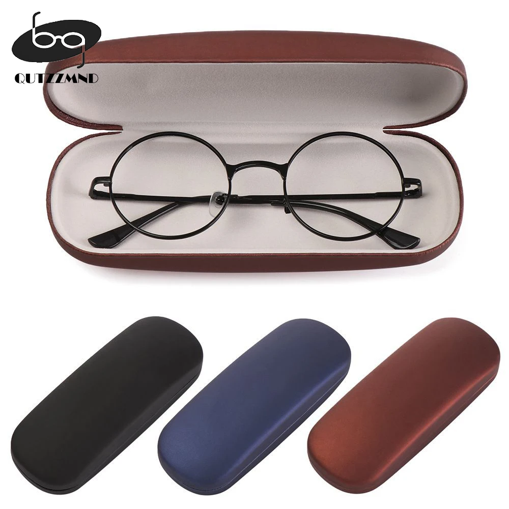 

1 Pcs Unisex Leather Glasses Case Hard Frame Waterproof Eyeglass Case Portable Readingglasses Box Solid Color Spectacle Cases