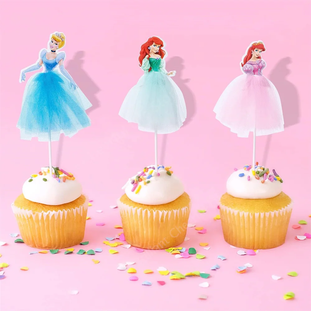 Disney Princess Cupcake Toppers Kopciuszek Elsa Królewna Śnieżka Dekoracje na tort na Baby Shower Girls Birthday Party Supplies