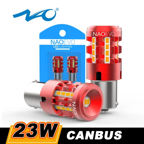 NAO 23W P21W LED CANBUS 2500Lm PY21W sin errores BA15S T20 7440 W21W 1156 BAU15S 7443 P21/5W sin Hyper Flash 12V lámpara de señal de giro