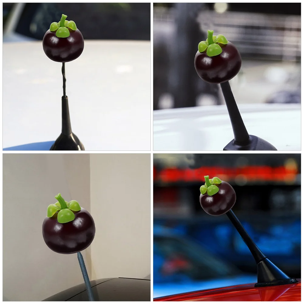 2 قطعة مانغوستين هوائي السيارة القبعات العالية سقف الديكور لطيف الفاكهة السيارات التصميم الخارجي ملحق للمركبة سقف السيارة حلية #6