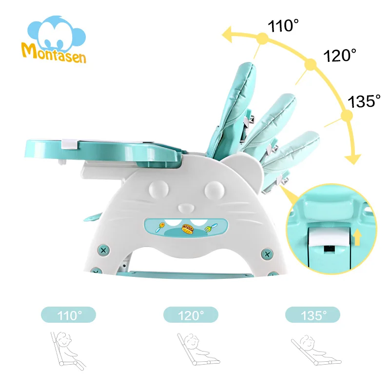 Montasen Baby High Feeding Chair Multifunctional Study Desk and Chair Plastic 3 in 1 Feeding Chair