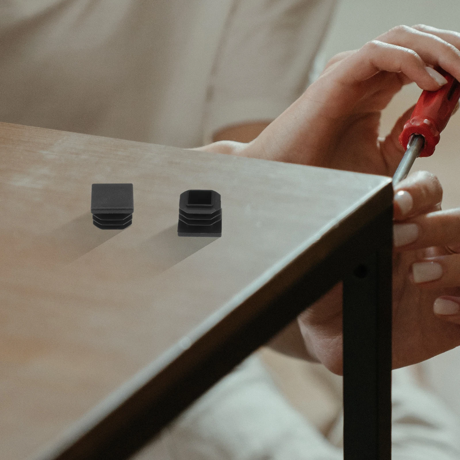 

20 Pcs Black Square Post End Caps Anti-slip PE Plastic Tube Inserts for Furniture Plumbing Secure Fit Stool Leg